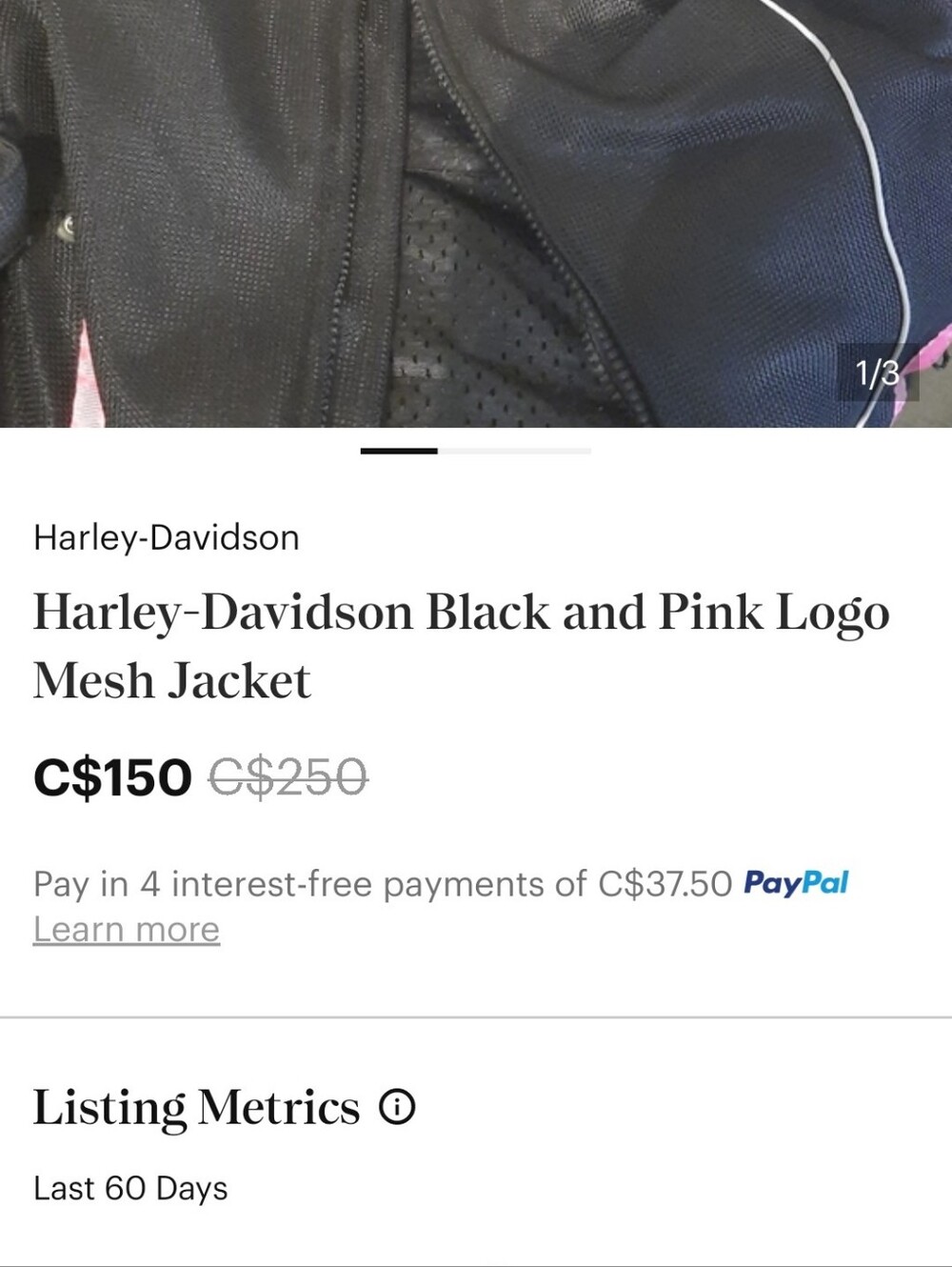 Harley-Davidson Black Jacket with Pink Accents and Logo